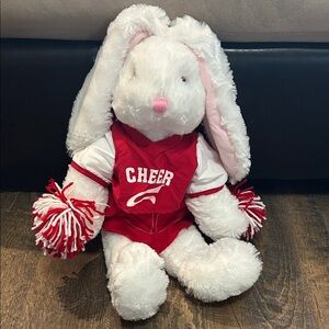 Bunny Rabbit Cheerleader Red White Pom Poms 2 Piece Uniform Plush 15" Toy DanDee